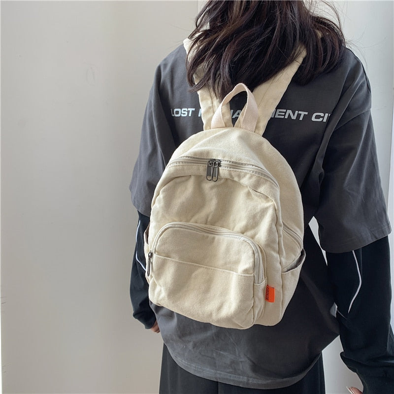 маленький рюкзак Canvas Women Small Backpack Vintage Feminina School Mini Backpack Women  Bagpack Female Solid Girl mochilas