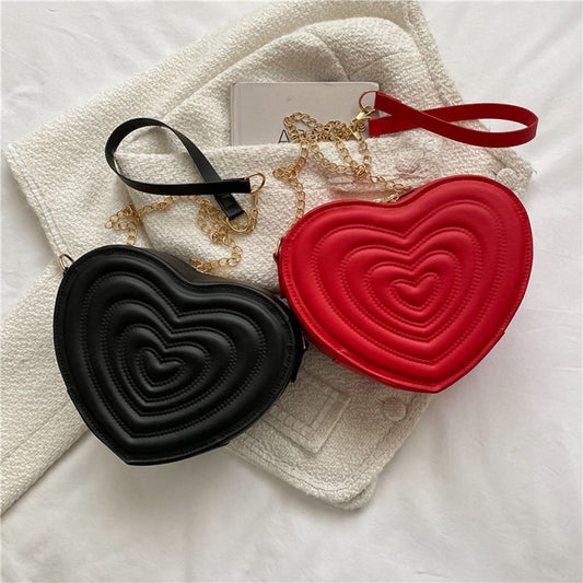 Fashion Love Heart Shaped Small Crossbody Bags Women Shoulder Bags PU Leather Chain Totes Handbags Casual Ladies Messenger Bags