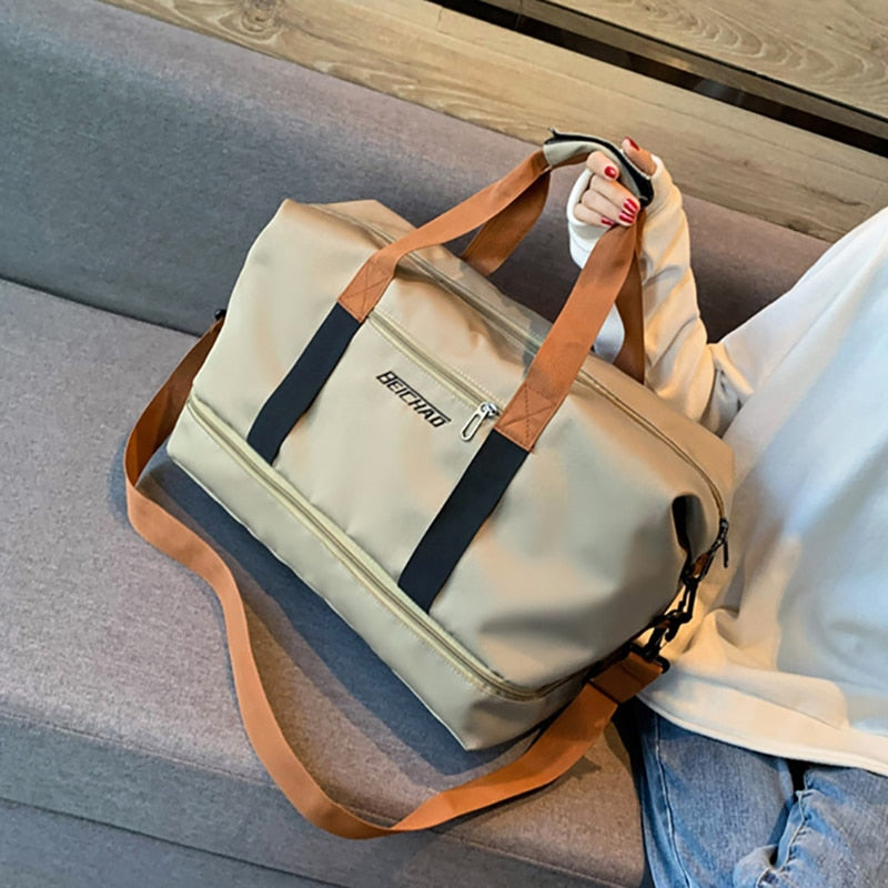 Unisex Large Capacity Travel Tote Bags Women Canvas Travel Handbag Men Sports Shoulder Bag Waterproof Travel Duffle Bag Foldable