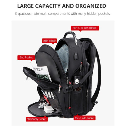 Crossten Swiss-Multifunctional 17&quot; Waterproof Laptop Backpack Men USB Charging Travel bag Rucksack Male School Bag Mochila