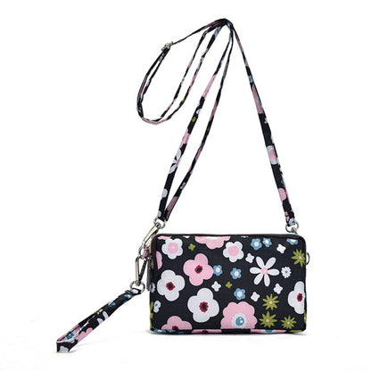 Women Mobile Phone Bag Coin Purse Ladies Long Wallet Fabric Shoulder Bag Clutch Bag