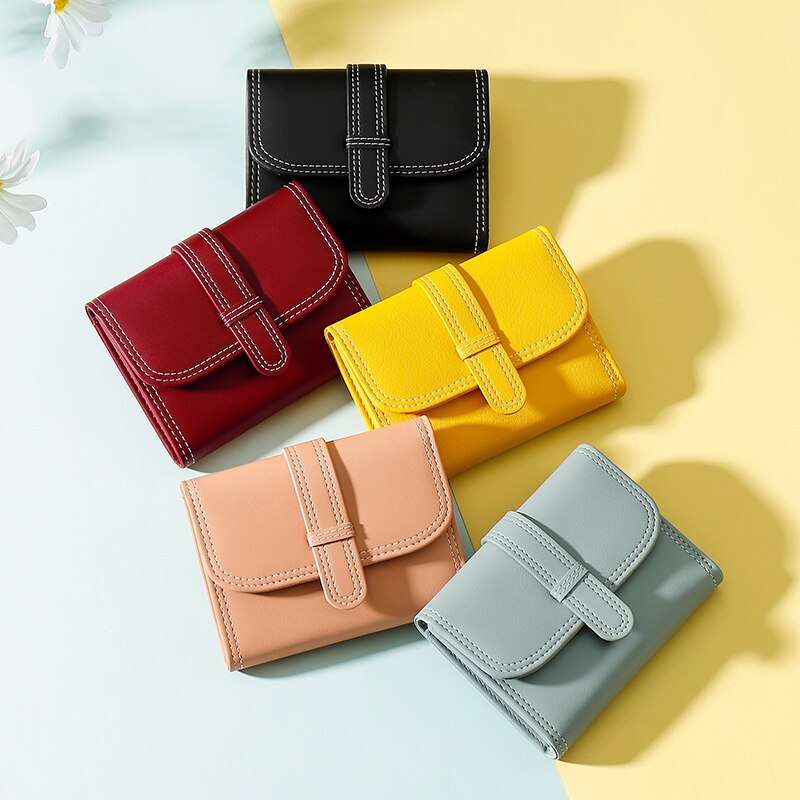 Visible Stitches Fashion Small Wallet for Women Brand Tri-fold Wallets Card Holder Purse Female Purses Short Clutch Carteras NEW