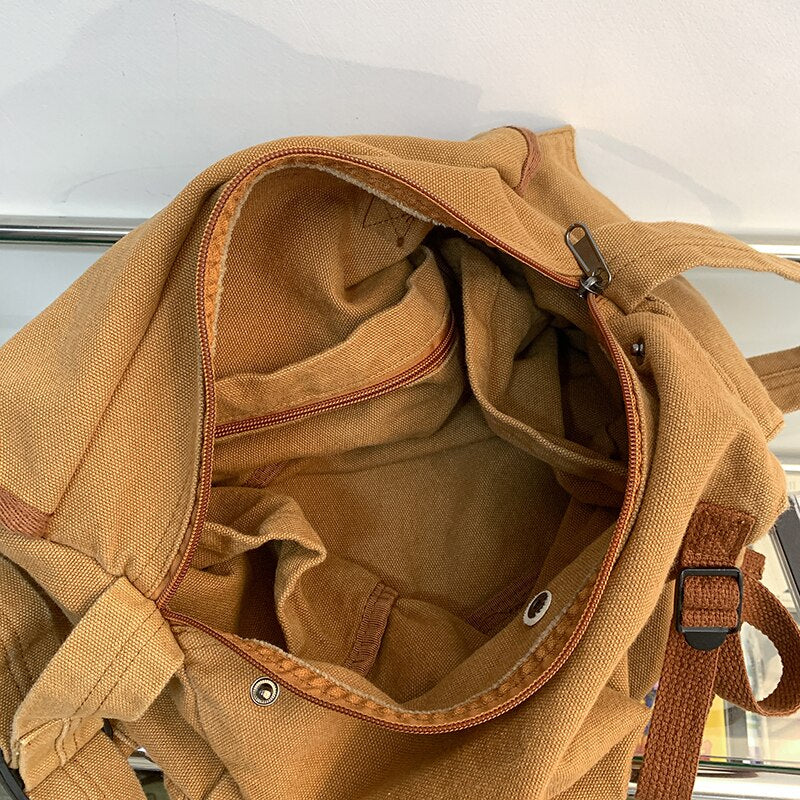 HOCODO Large Capacity Canvas Shoulder Bag Casual Simple Women'S Messenger Bags Solid Color Crossbody Bag Fashion Ladies Handbag