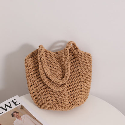 Women&#39;s Large Handbags Hollow Woven Knitted Designer Braid Bags Summer Fashion Female Shoulder Bags Beach Large Capacity Tote