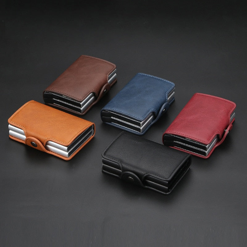 New Men Rfid Anti-theft Card Holders Women Genuine Leather Wallets Large Capacity Business Card Case Portable Double Layer Purse