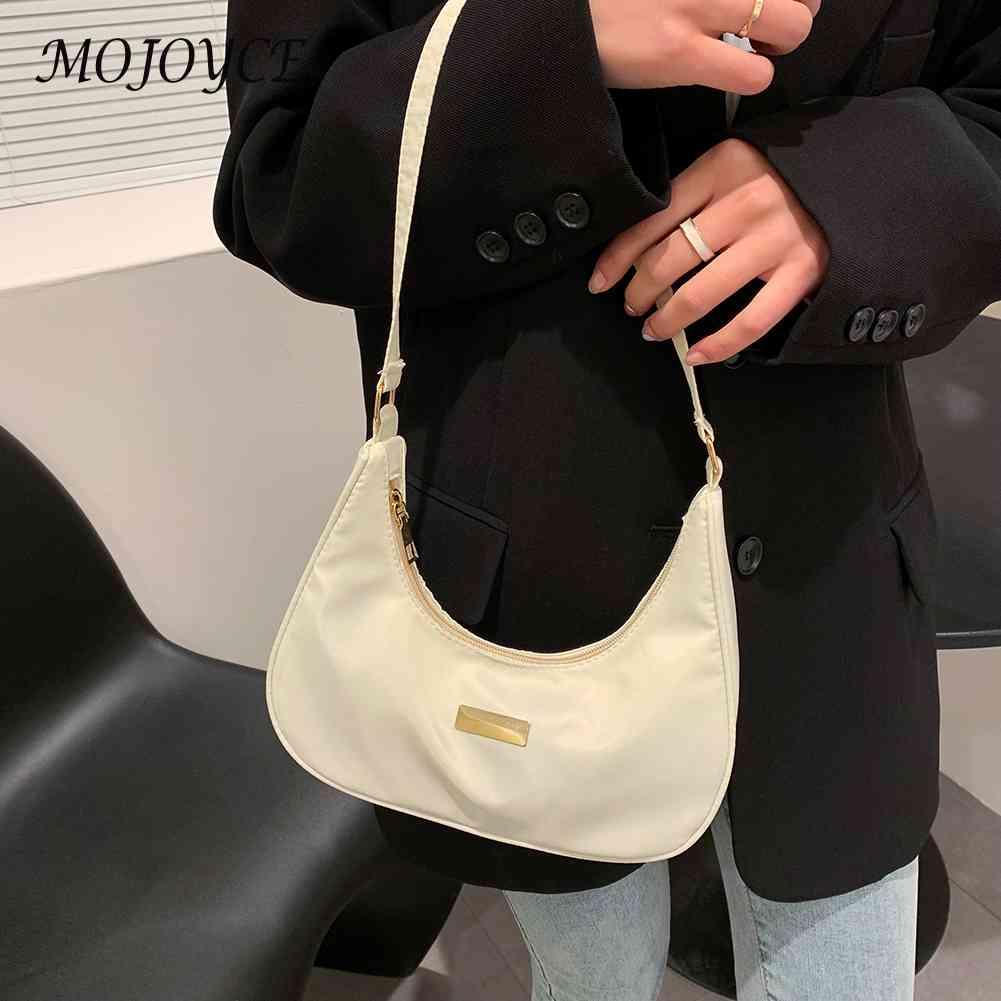 Women Nylon Solid Color Shoulder Bag Zipper Small Crescent Messenger Bag shoulder bag new shoulder bag purse mobile phone bag