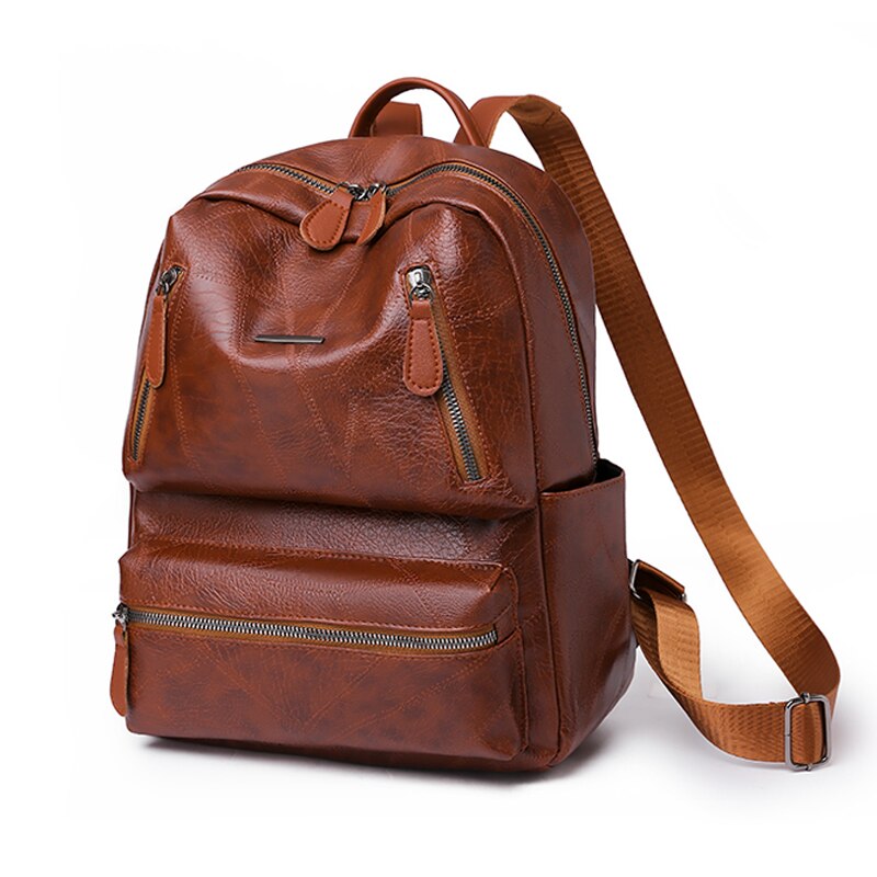 New Vintage Women Backpack PU Leather Female Travel Bag Backpacks for Teenage Girls Solid Color Schoolbag Mochila Shoulder Bag