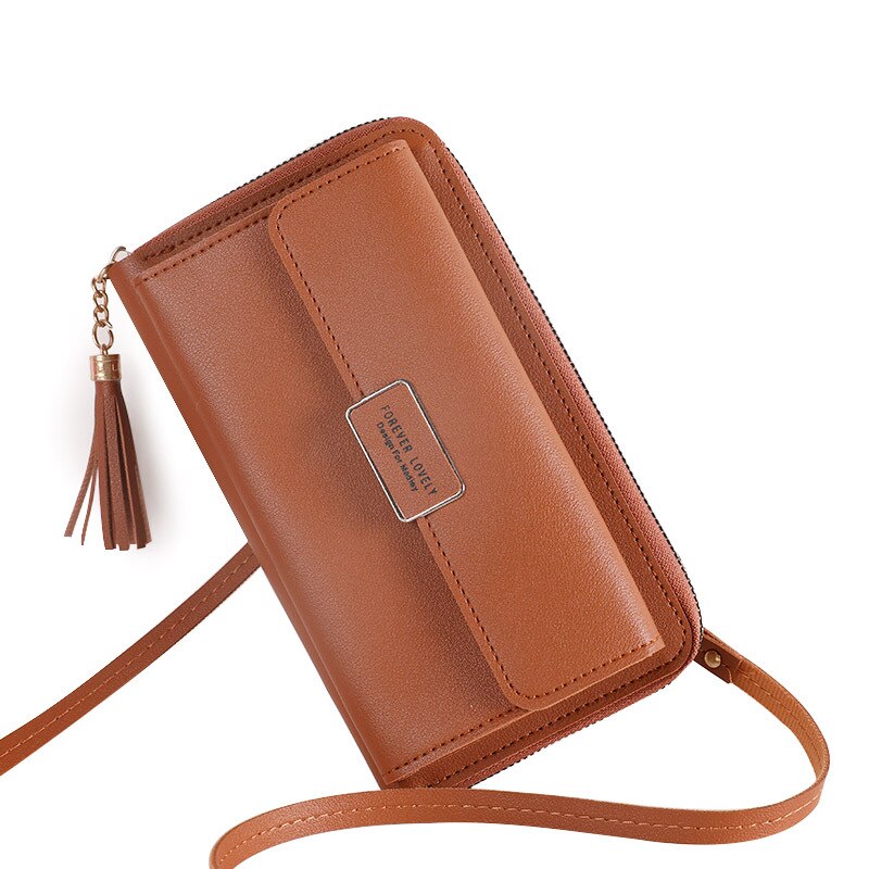 Women Shoulder Strap Bag Multifunction Long Wallet Fashion Tassel HandBag Hasp Card Holder Ladies Small Crossbody Cell Phone Bag