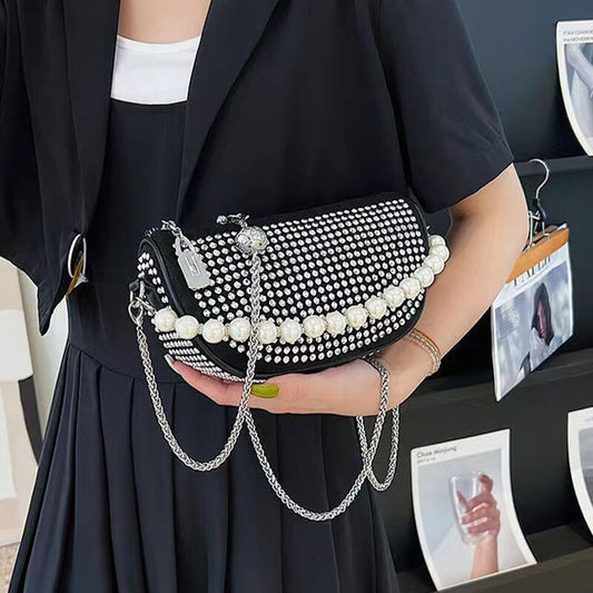 Summer Diamonds Waist Bag Fashion Pearl Chain Women&#39;s Belt Bag Luxury Shoulder Crossody Bag Chest Purse Fanny Packs