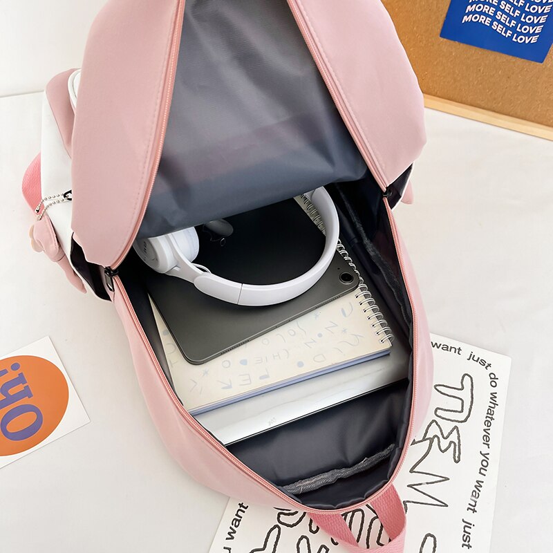 Est Patchwork Cute School Backpack For Teenager Girls Cute Leisure Letters Women Waterproof Nylon Schoolbag Satchel Mochila Bags