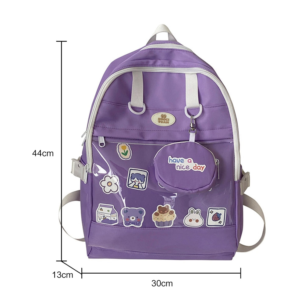 Cute Women Large Capacity Backpack Casual Nylon Preppy Style Schoolbags for Students Lady Laptop Backpacks Girl Travel Book Bags