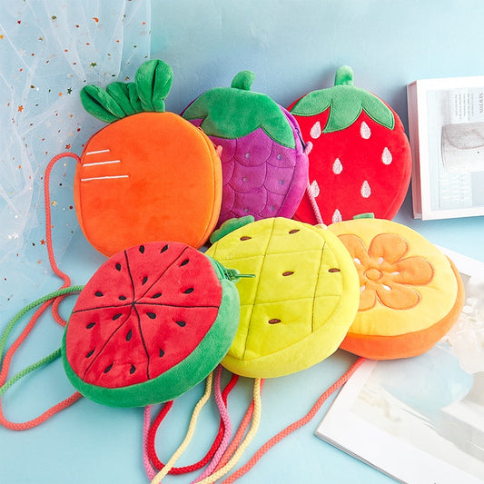 1PCS Girl Simulation Fruit Bag Children Watermelon Strawberry Shoulder Bag Plush Messenger Bag Coin Purse