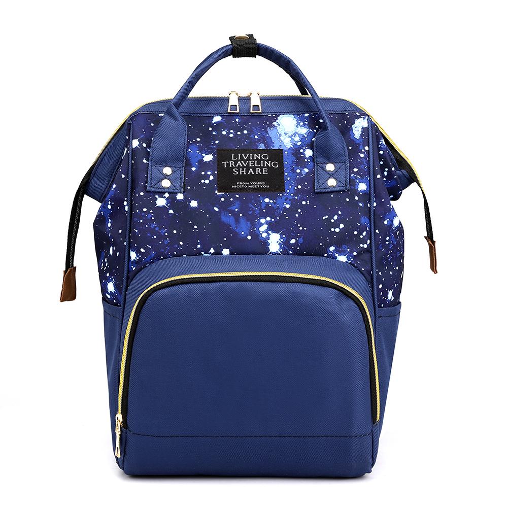 Casual Backpack Women Star Sky Printing Nylon Zipper Multi-pocket Shopping Bags Outdoor Travel Large Capacity Rucksacks