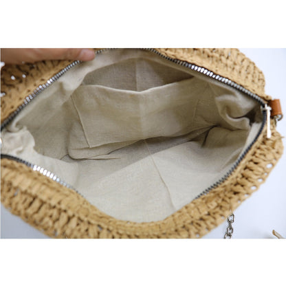 Bohemian Paper Rope Woven Straw Bag Women Shoulder Bag Designer Chain Knitting Sling Crossbody Bags for Women Handbag Beach Bags