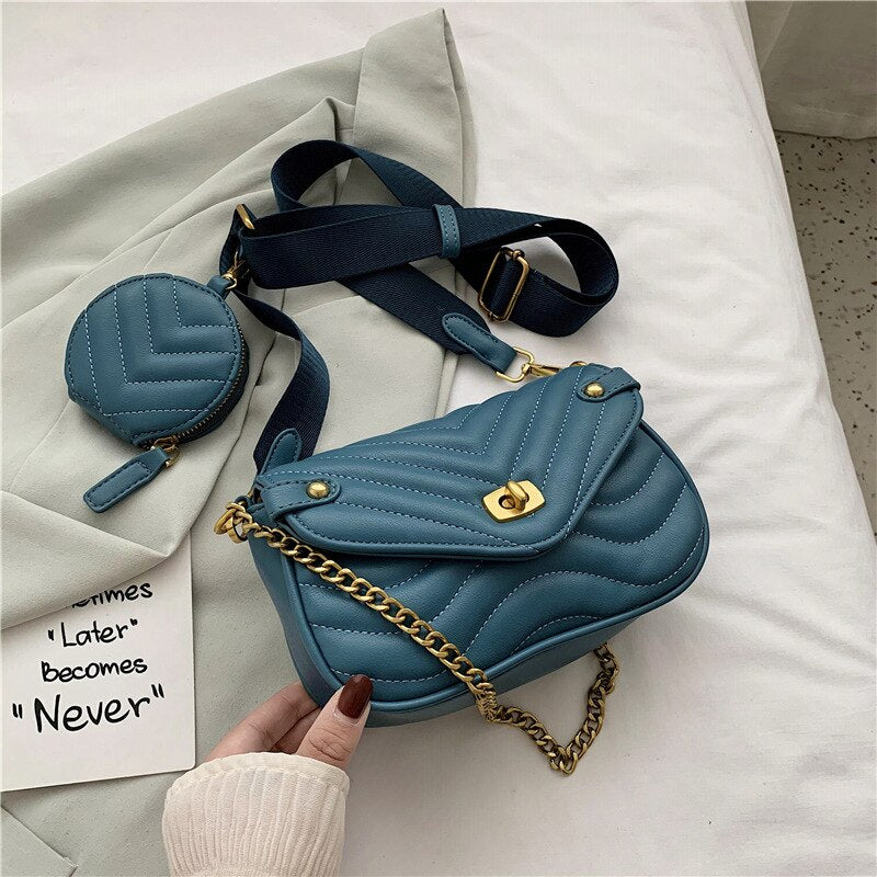 Luxury Women&#39;s bag crossbody shoulder bag 2 in 1 Messenger handbag tote bags fashion chain Belt Sling bag V letter Composite Bag