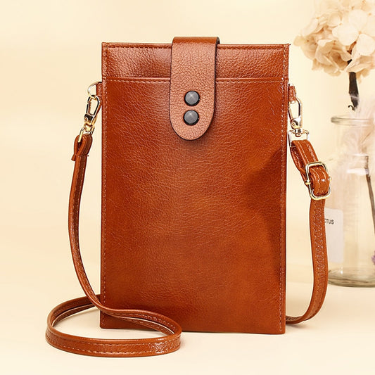 Women&#39;s Minimalist Messenger Bag Soft Leather Shoulder Wallet Ladies Crossbody Mobile Phone Purse Female Card Holder