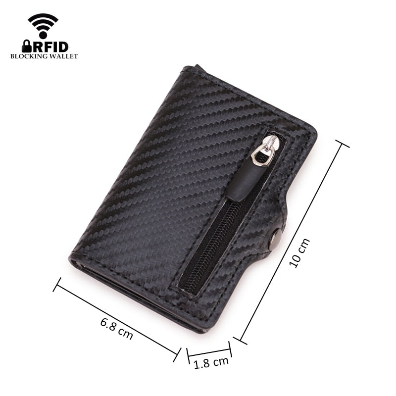 Carbon Fiber Rfid Card Holder Wallets Men Zipper Coin Money Bag Male Thin Mini Slim Magic Wallet Small Money Bag Wolet for man