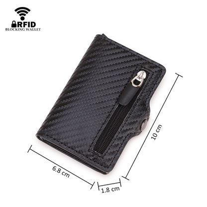 Carbon Fiber Rfid Card Holder Wallets Men Zipper Coin Money Bag Male Thin Mini Slim Magic Wallet Small Money Bag Wolet for man