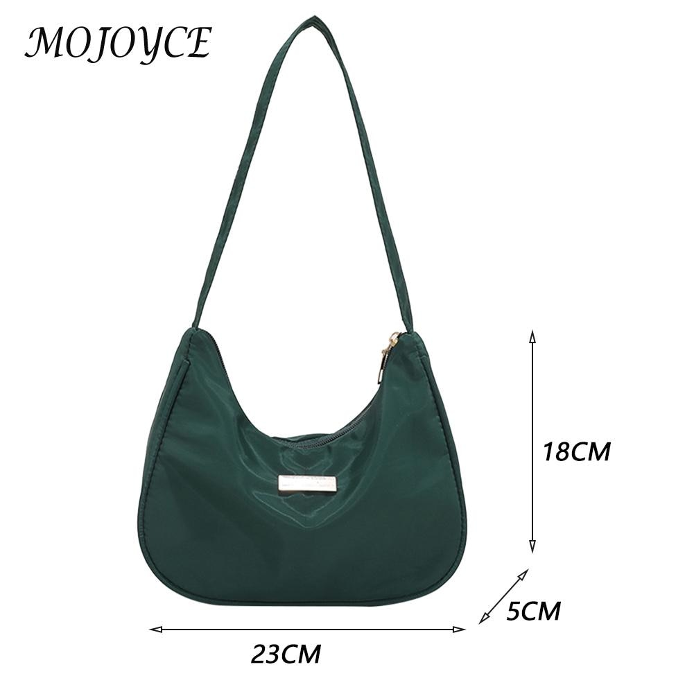 Women Nylon Solid Color Shoulder Bag Zipper Small Crescent Messenger Handbags Luxury Designer Handbag Retro Ladies Shoulder Bags