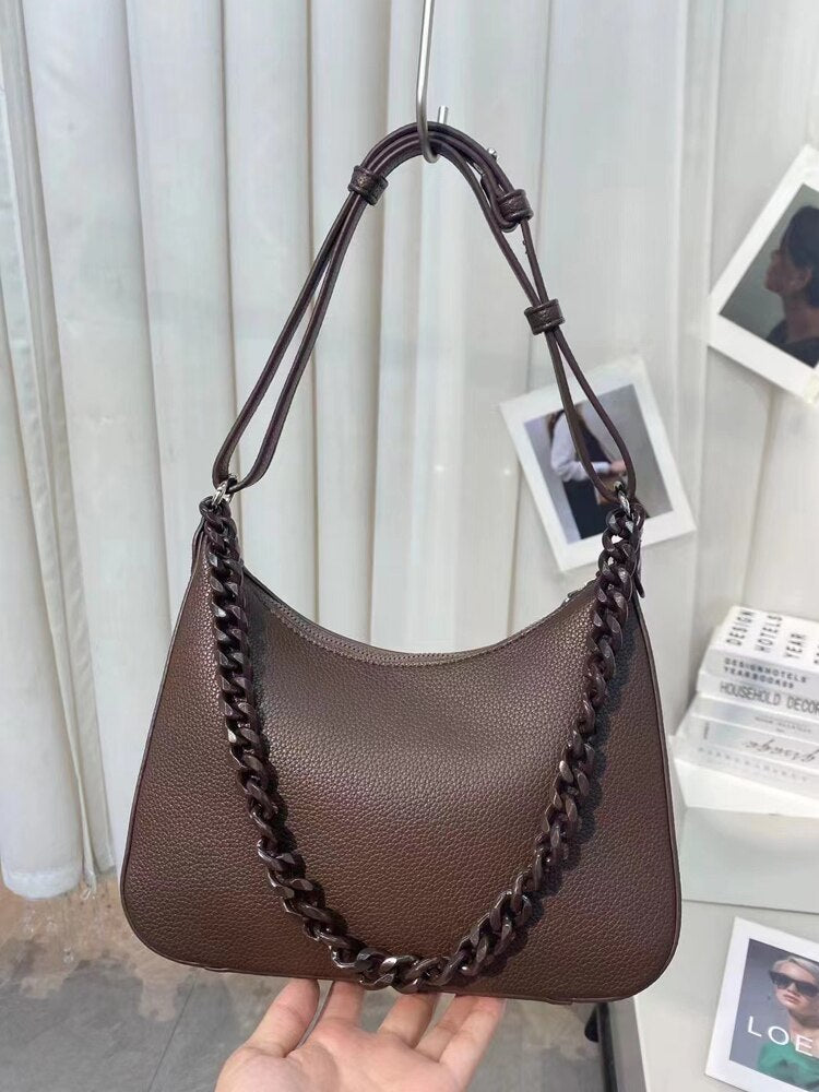 New Occident Style Fashion Chain Handle PU Leather Crossbody Sling Bags Lady Woman Handbag Crossbody Slingle Shoulder Totes Bag