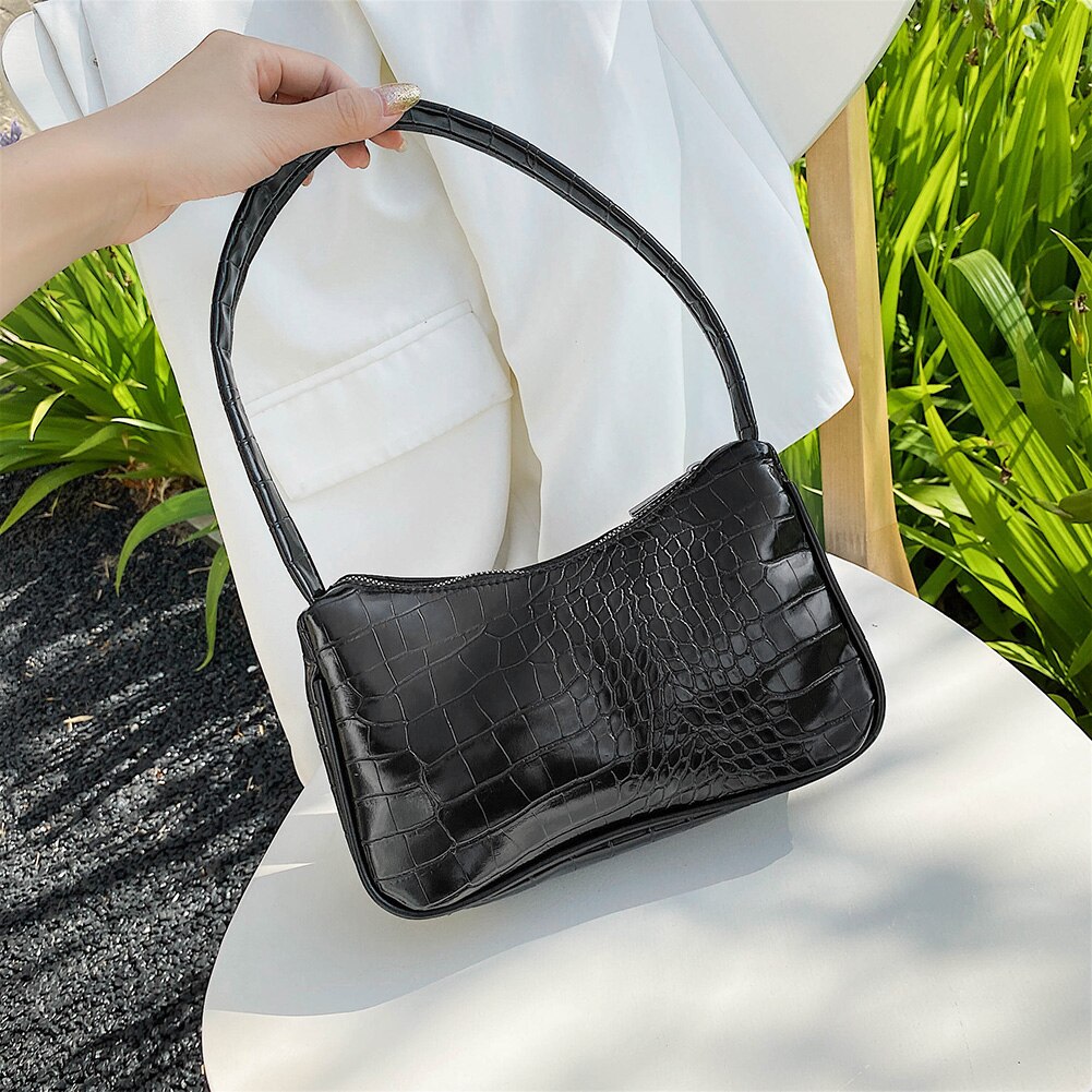 Women Nylon Solid Color Shoulder Bag Zipper Small Crescent Messenger Handbags Luxury Designer Handbag Retro Ladies Shoulder Bags