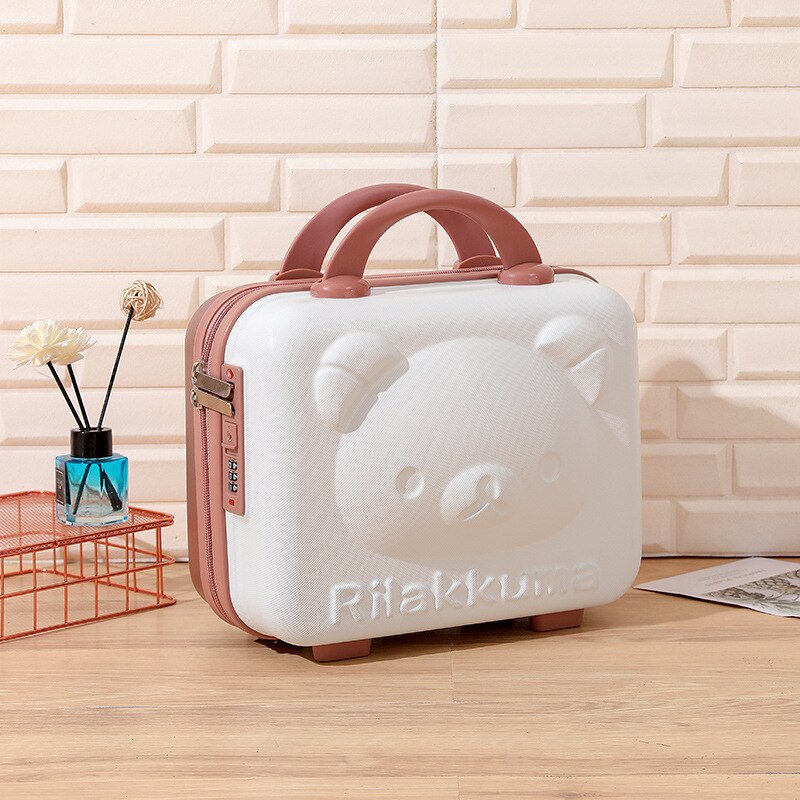 14-inch Rilakkuma Storage Box Makeup Box Suitcase Portable Small with Lock Password Mini Luggage Make Up Storage Case