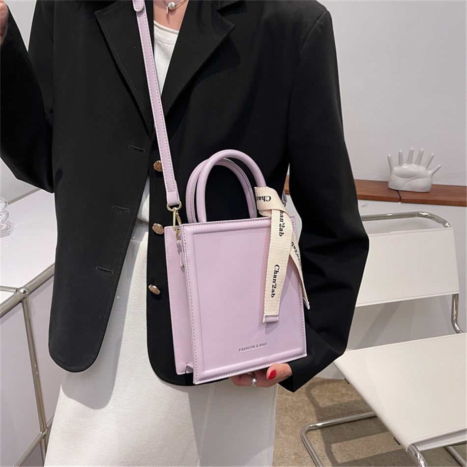 New Fashion Female Small Totes Bag Candy Color PU Leather Shoulder Bags for Women Cute Short Handle Crossbody Bag Luxury Handbag