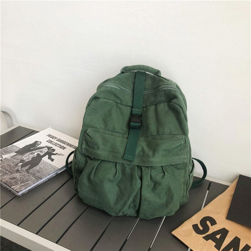 Female Canvas Fabric Stylish Big Capacity Backpack Back To School Student Japanese Harajuku Y2K 90s Fashion Laptop Book Bagpack