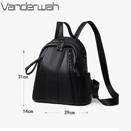 Genuine Leather Luxury Women Backpack 100% Cowhide Large Capacity Bookbags for Teen Girls High Quality Female Rucksack Mochilas