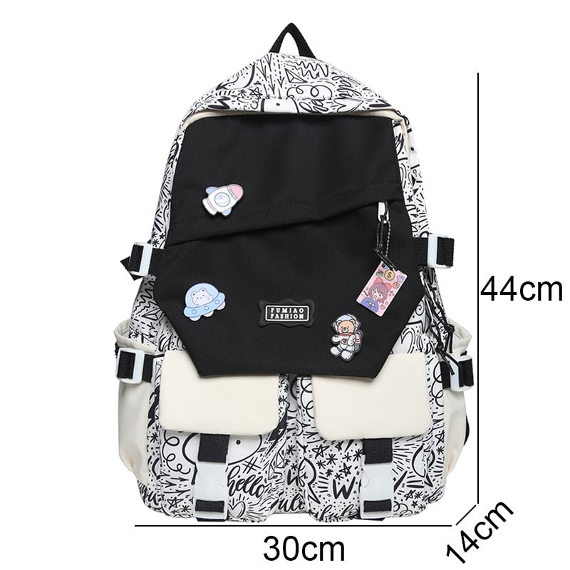 Girl Travel Kawaii Cartoon Print School Bag Trendy Female College Backpack Fashion Ladies Student Backpack Women Laptop Book Bag