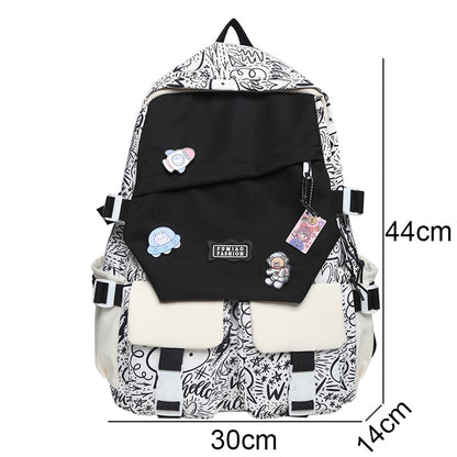 Girl Travel Kawaii Cartoon Print School Bag Trendy Female College Backpack Fashion Ladies Student Backpack Women Laptop Book Bag