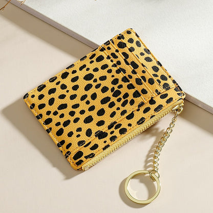 Leopard Print Card Holder for Women Super Thin Small Female Wallet Pu Leather Mini Business ID Credit Card Case Women&#39;s KeyChain