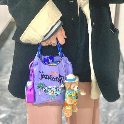 Women Cute Cartoon small Handbag Embroidered Canvas Shoulder Bag Versatile nylon canvas Bags Schoolgirl Fashion Casual Tote