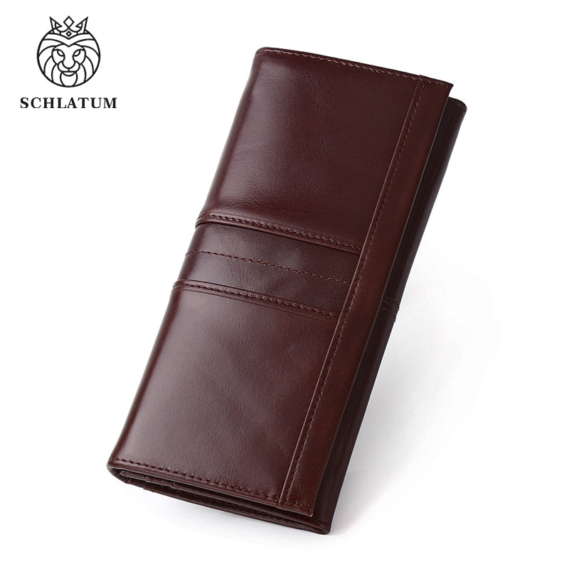 SCHLATUM Men Leather  Wallet Long Multifunction  Business Card Holder Purse Brand Fashion Male Wallets