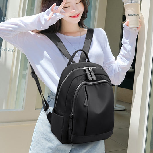 SEETIC Waterproof Women Backpack Fashion Oxford Travel Backpack Female Solid Color Ladies Backpack Multiple Pockets School Bag