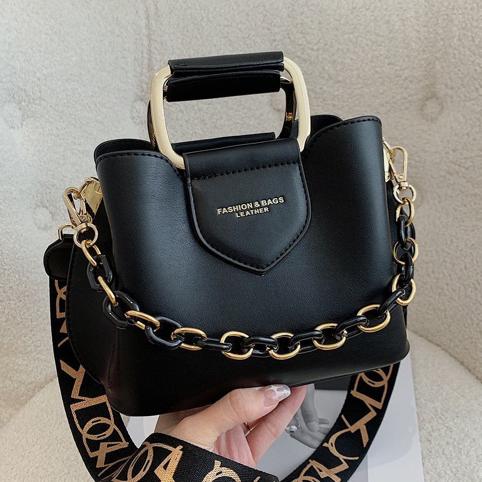 Luxury Women Leather Small Totes Bag Cute Short Handle Shoulder Bags for Women Designer Trend Chain Crossbody Bag Brand Handbags