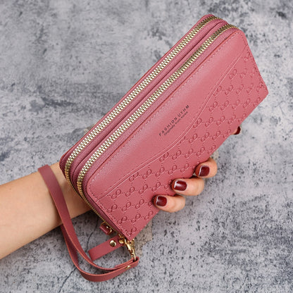 Double Zipper Pink Women Wallet High Quality PU Leather Fashion Female Long High Capacity Wallets Mobile Phone Carteira Feminina