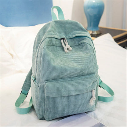 Fashion Woman Mini Simple Corduroy Backpacks Campus Style Knapsack Capacity Double Shoulder Bag School Corduroy Backpack