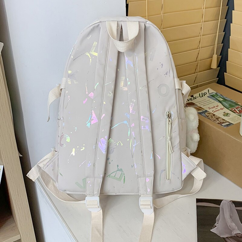 Girl Travel White Book Laptop Backpack New Female Trendy Color Student Bag Fashion Ladies College Backpack Cool Women School Bag