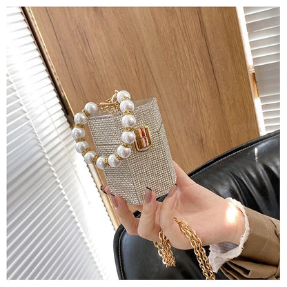 Diamond Pearls Clutch Bags Evening Box Ladies  New Women Mini Purses Handbags Shoulder Bag Luxury Party Wedding Evening Bag