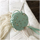 Female Sweet Lace Heart Round Handbags High Quality PU Leather Cross Body Bags for Women Small Fresh Flower Chain Shoulder Bags