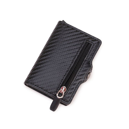 Carbon Fiber Rfid Card Holder Wallets Men Zipper Coin Money Bag Male Thin Mini Slim Magic Wallet Small Money Bag Wolet for man