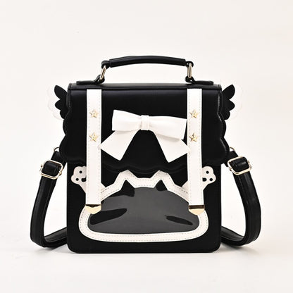 Kawaii Cute Bow Ita Backpack for Women Girl Japanese Transparent Jk Uniform School Bag Lolita Cosplay Shoulder Bag Small Bookbag