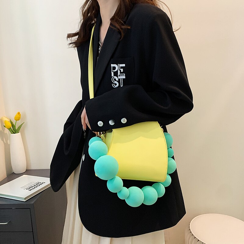 Spring Summer New Niche Personality Handbag Quality Yellow Pu Leather Crossbody Bag Geometric Shape Shoulder Bags Female Hot