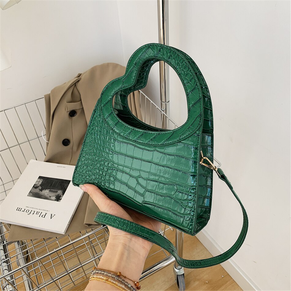 Heart Shaped Handle Women&#39;s Small Totes Bag Luxury Designer Patent Leather Shoulder Bags for Women Fashion Female Crossbody Bag