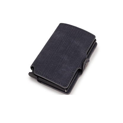 DIENQI Carbon Fiber Card Holders Wallets Men Brand Leather Mini Slim Wallet Money Bag Metal RFID Women Thin Small Smart Vallet