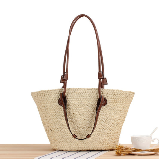 New Large Capacity Women&#39;s Shoulder Bag Luxury Designer Fashion Female Handbag Summer Straw Beach Bag Bohemia Shopper Purse