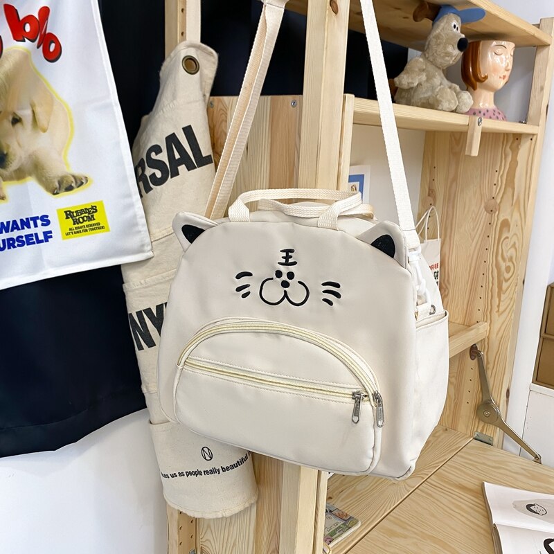 New Cute Cartoon Embroidered Multifunction Women Backpack Fashionable Girl Leisure Nylon Bag Teenage Schoolgirl Small Schoolbag