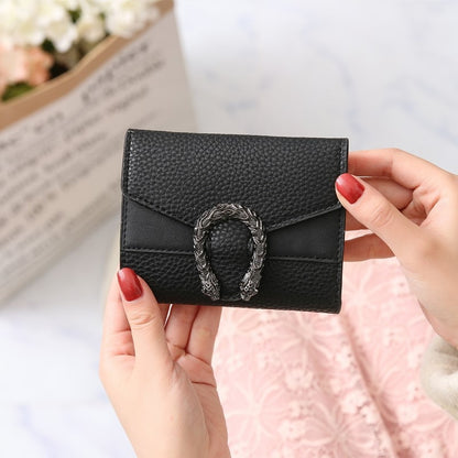 New Solid Color Small Wallet Women Short Korean Retro Folding Coin Wallet Handbags Women Bags Designer Wallets for Women