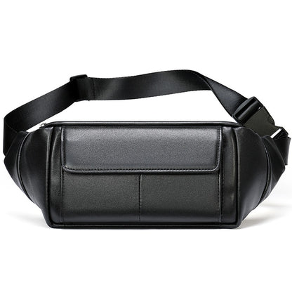 Men&#39;s Genuine Leather Waist Bag Male Fanny Packs Chest Side Banana Belt Bags for Men Luxury Designer Casual Shoulder Crossbody
